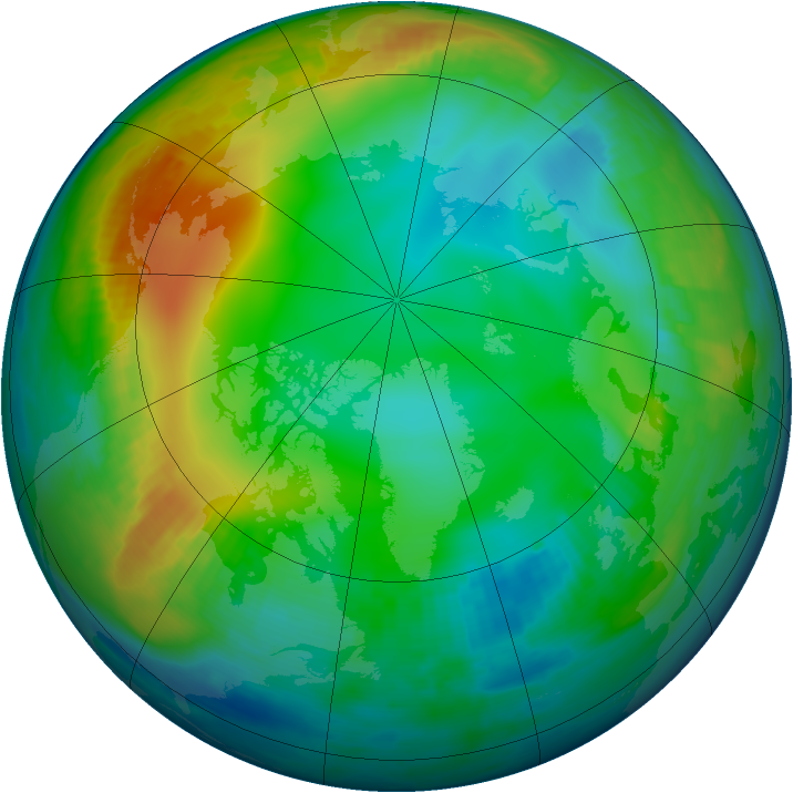 Arctic ozone map for 15 December 1999